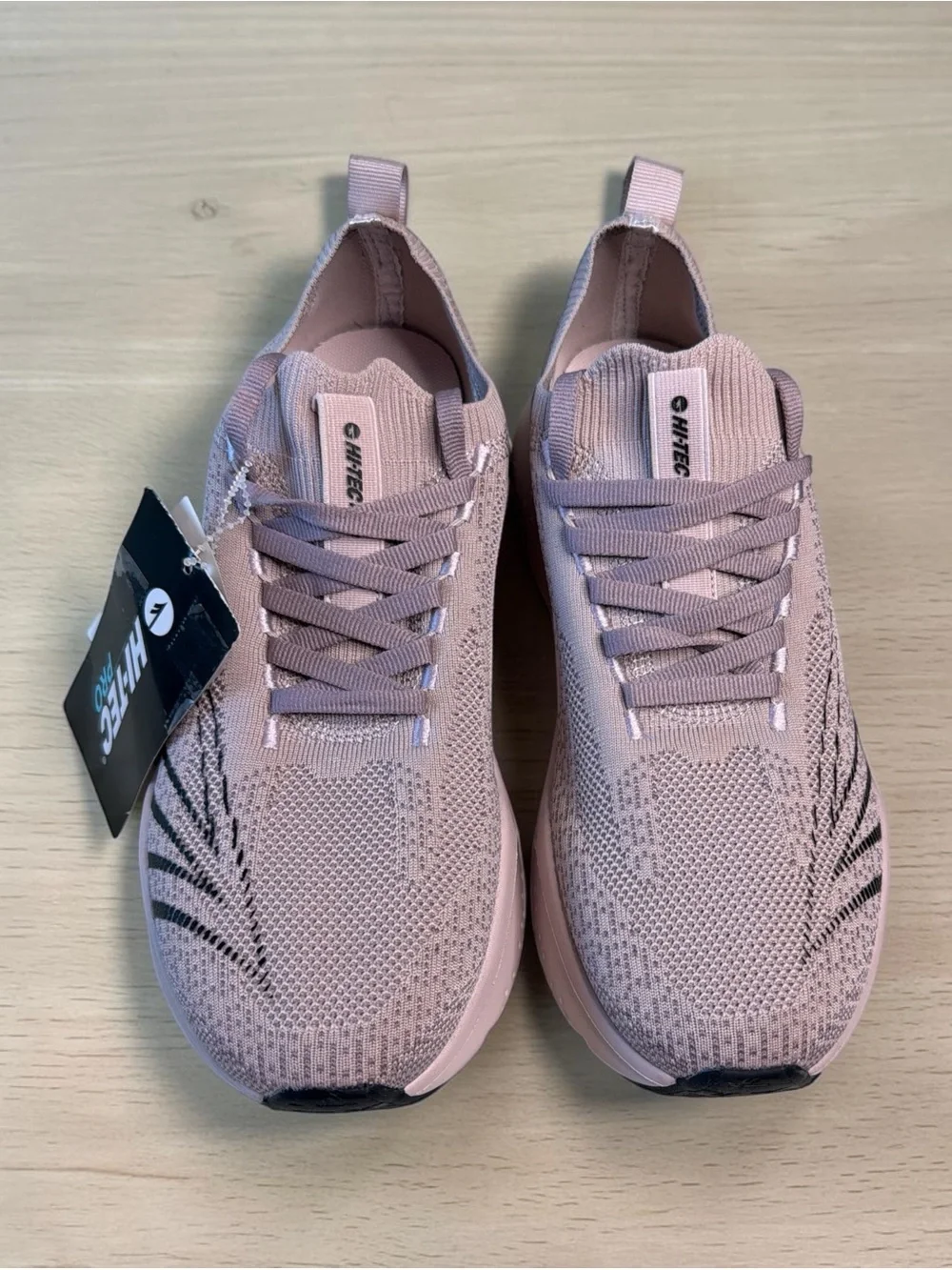 Hi-Tec Women's Blush Pink Knit Athletic Sneakers with Black Accents